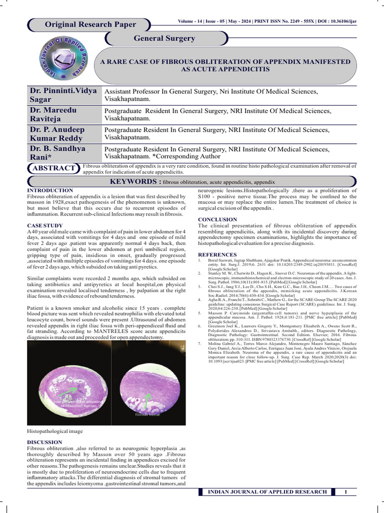 Rare Appendiceal Fibrosis Case Study | PDF | Causes Of Death | Medical ...
