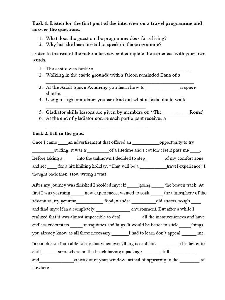 Travel Interview and Writing Exercises | PDF | Language Arts ...
