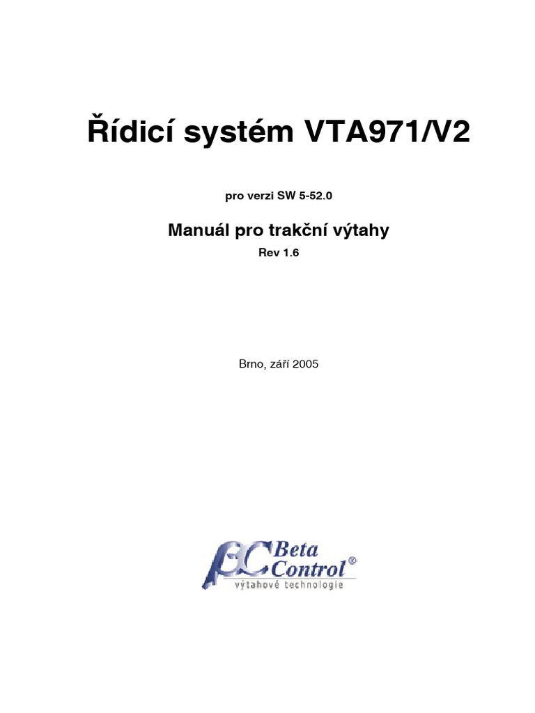 Beta Control Manual Vta971 Sw5 | PDF