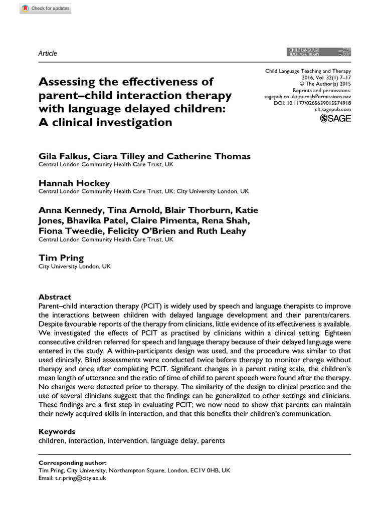 Effectiveness of Parent-Child Interaction Therapy | PDF | Human Development
