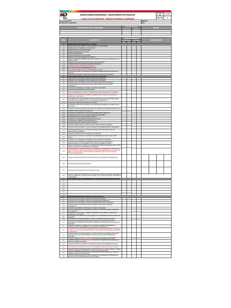 Check List de Projetos de Combate a Incêndio | PDF | Iluminação pública ...