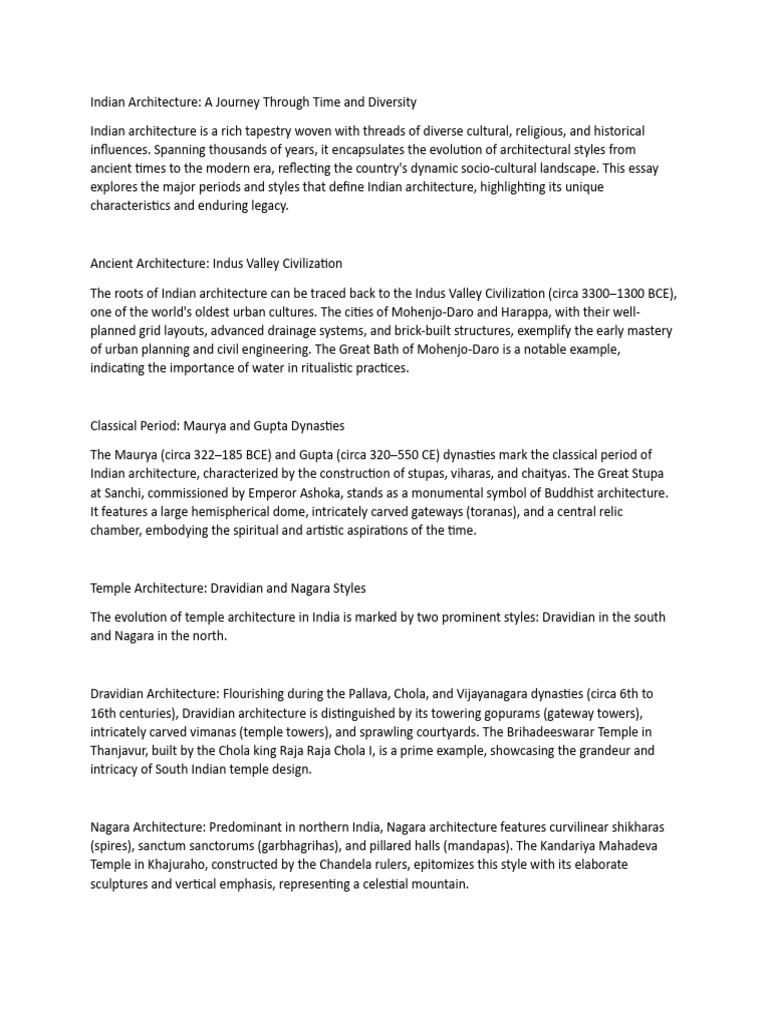 Indian Architecture - A Journey Through Time and Diversity | PDF ...