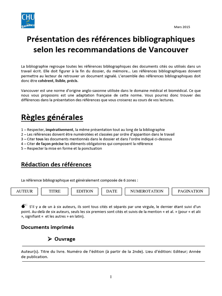 Références bibliographiques selon Vancouver | PDF | Bibliographie