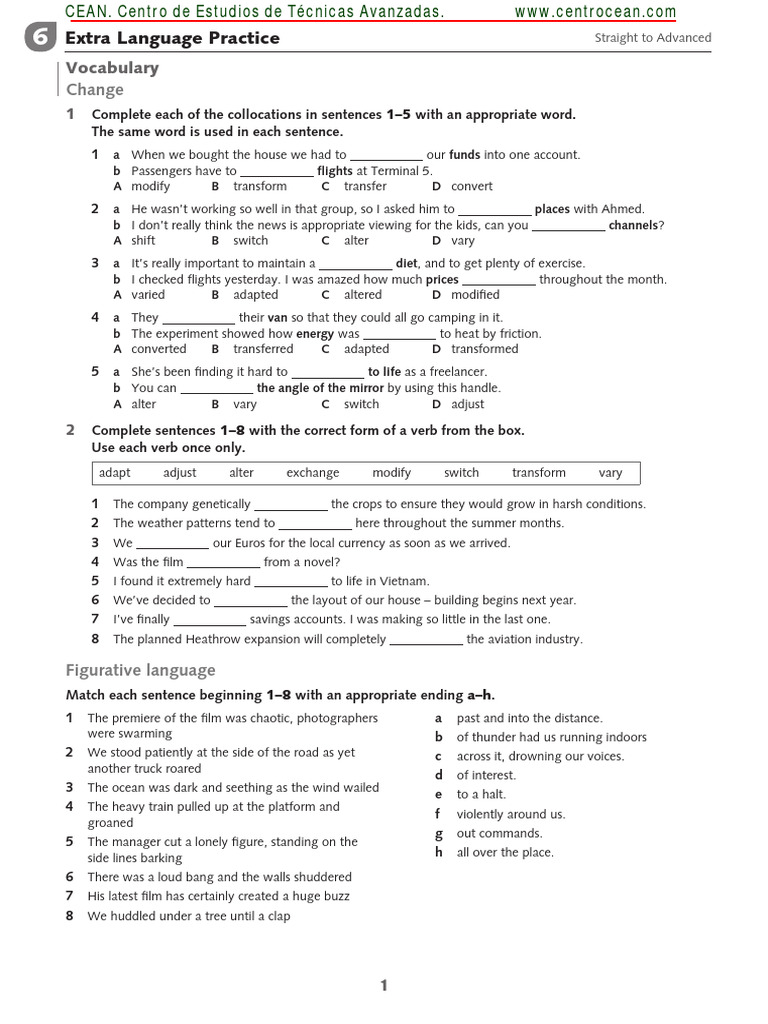 StA Extra Language Practice Worksheet Unit 6 | PDF | Language Arts ...