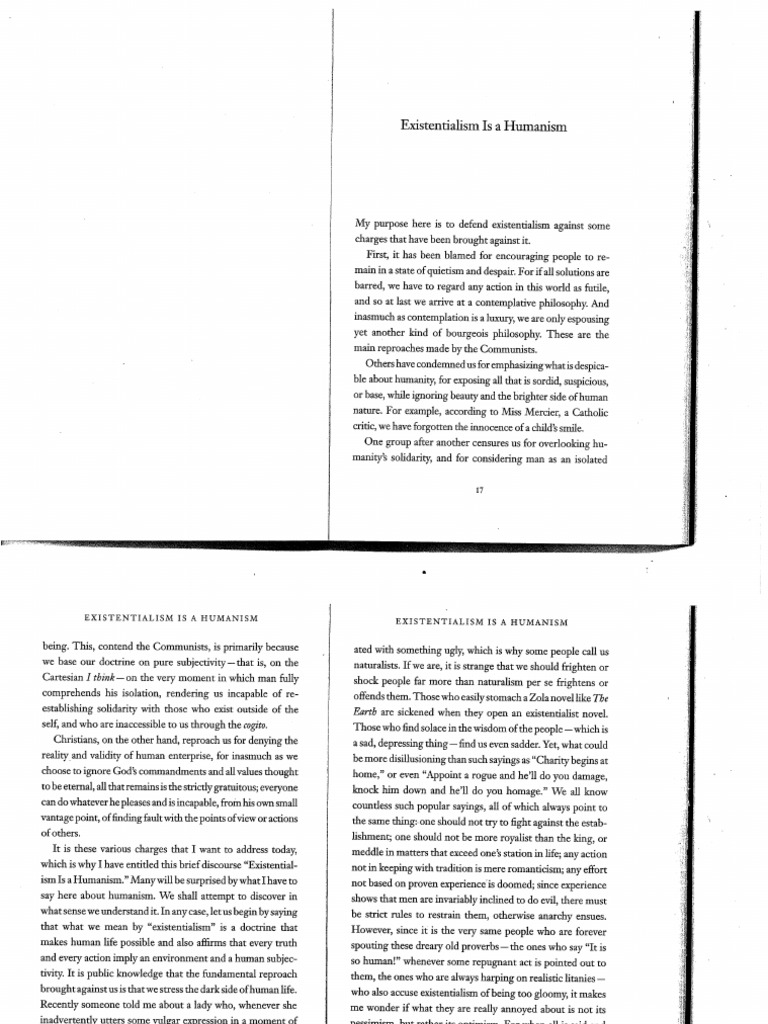 Sartre Existentialism Is A Humanism Pdf