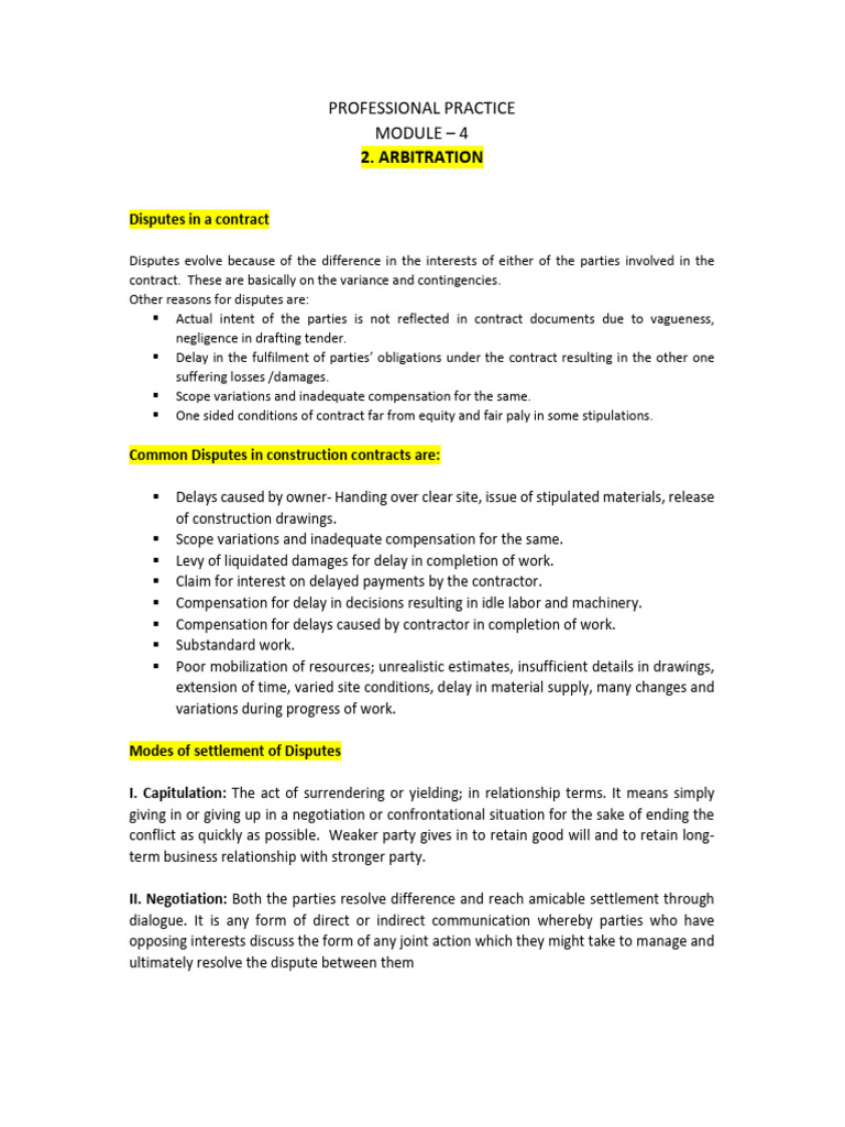 Arbitration in Construction Contracts | PDF | Arbitration | Arbitral ...