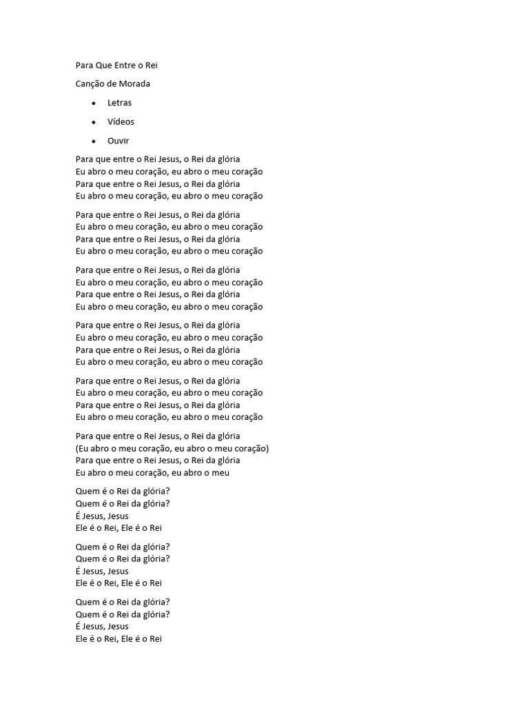 Para Que Entre o Rei | PDF | Música gravada | Canções pop