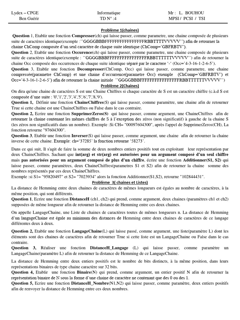 Fonctions Python sur chaînes et listes | PDF | Mathématiques ...