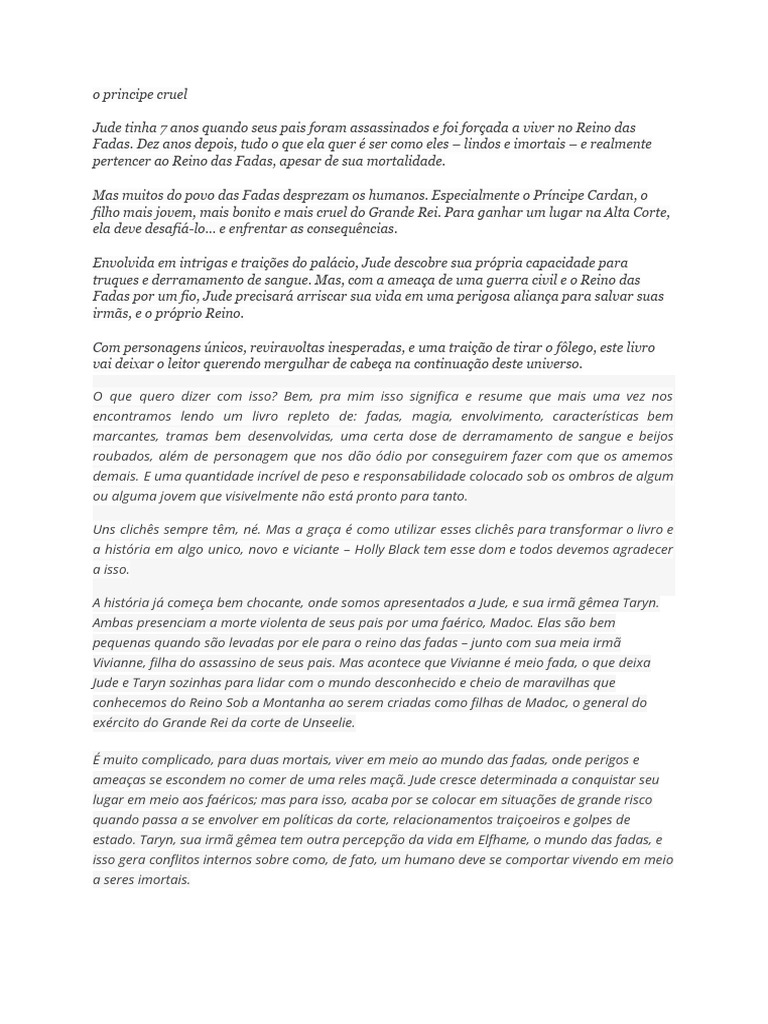 O Principe Cruel | PDF | Mistério, Suspense e Ficção Policial