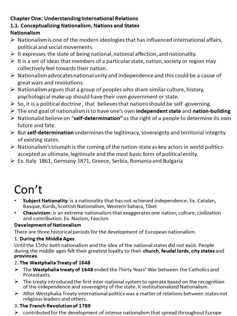Global Affairs Lecture Notes 5 (Chapter 1) | PDF | Nationalism ...