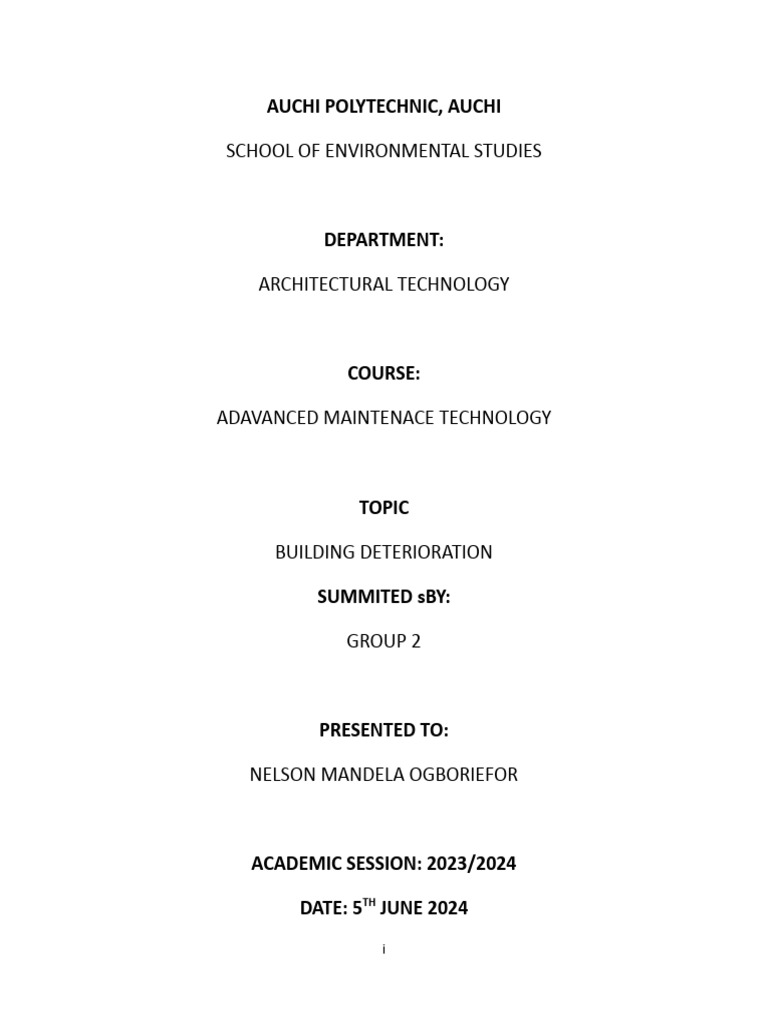Group2 Cover | PDF | Civil Engineering | Building Technology