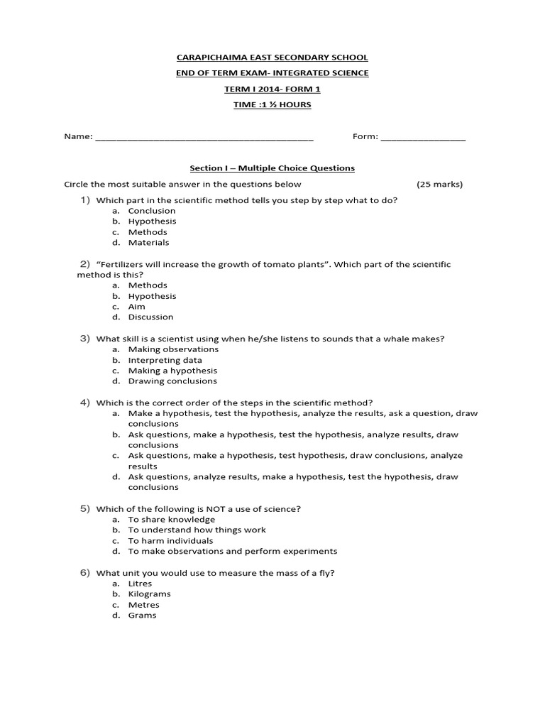 carapichaima-east-secondary-school-end-of-term-exam-integrated-science