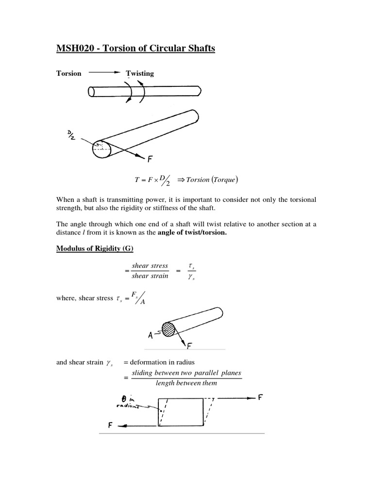 2 Torsion of Shafts Revised | PDF | Torque | Stress (Mechanics)