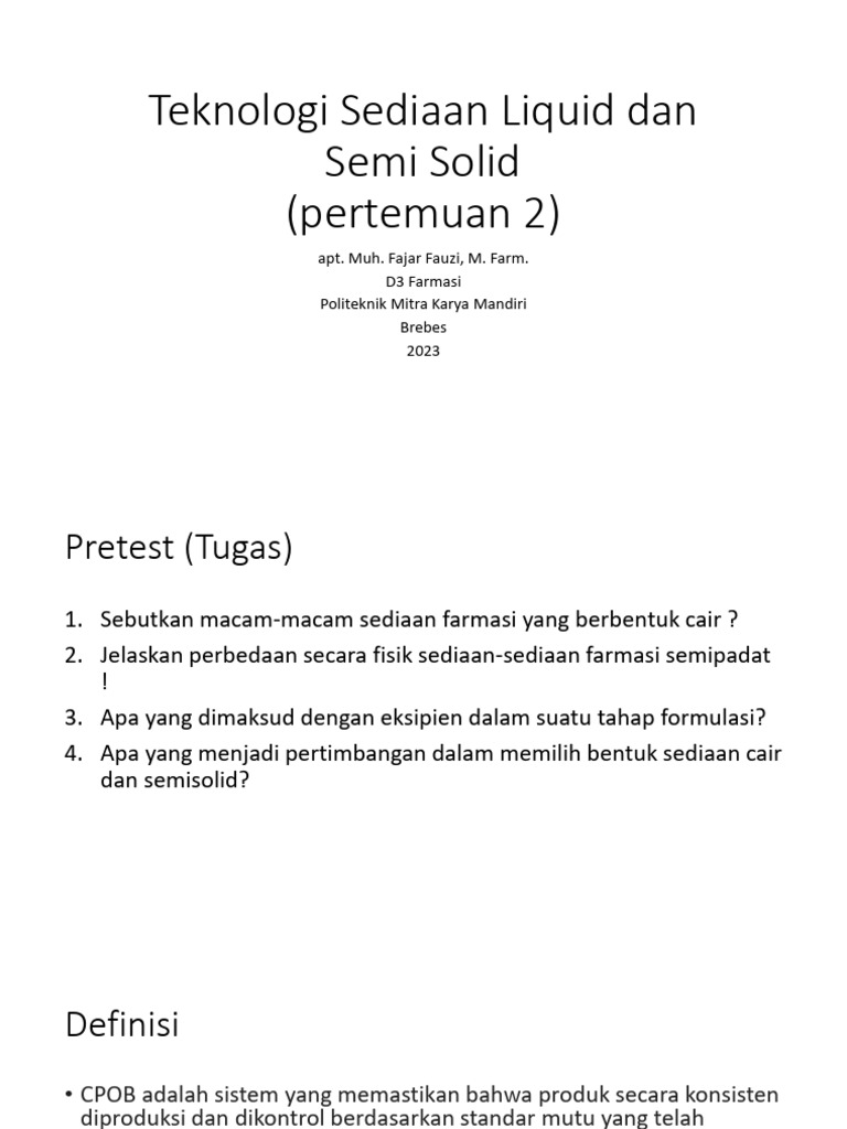 Pertemuan 2 - CPOB Dan CPTB | PDF