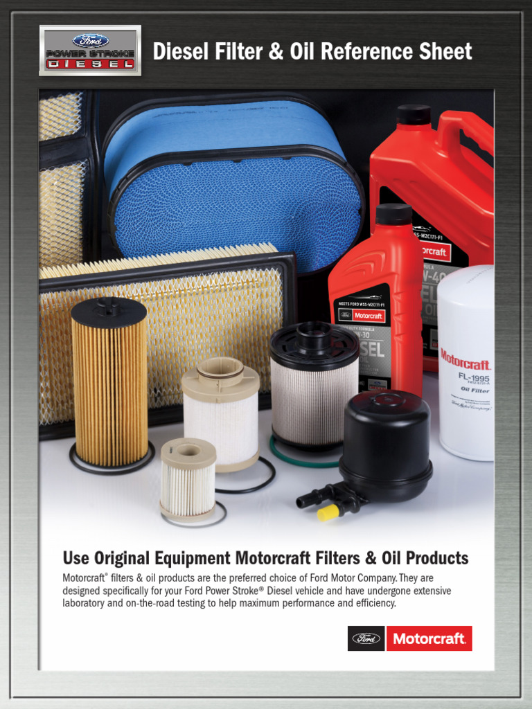 Diesel Filter Oil Reference Sheet | PDF | Motor Oil | Diesel Engine