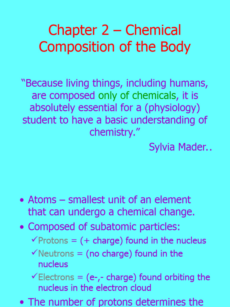 Chemical Composition of the Human Body | PDF | Chemical Bond | Ion