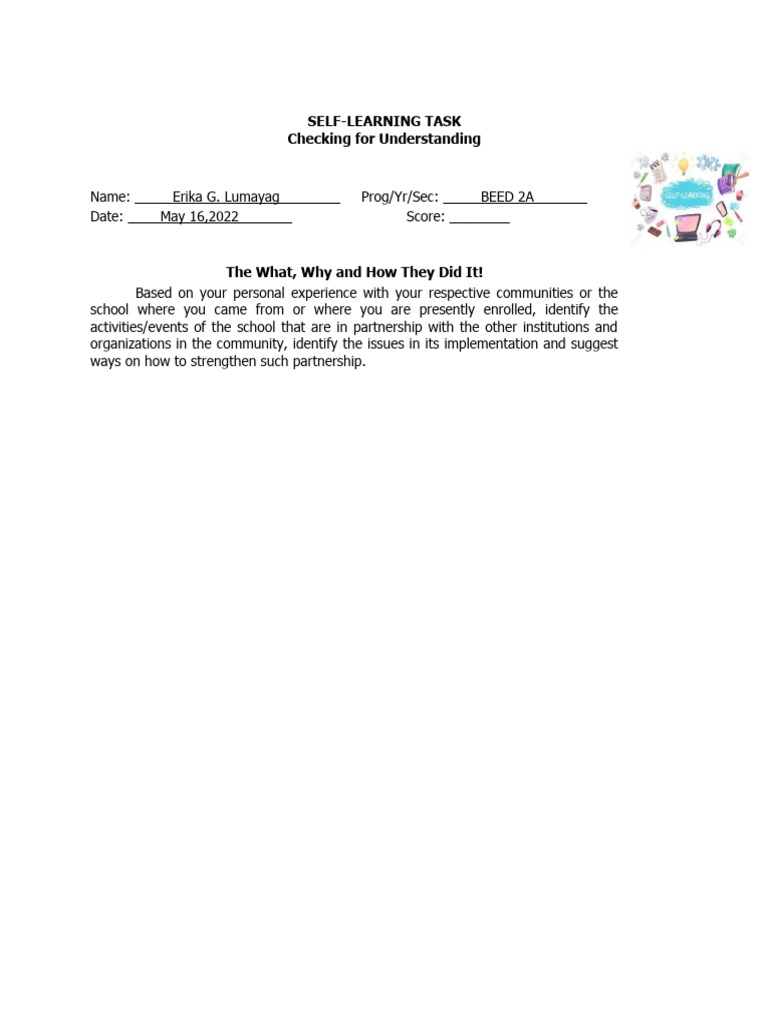 Erika Lumayag - SELF Learning Task 4 | PDF | Behavioural Sciences