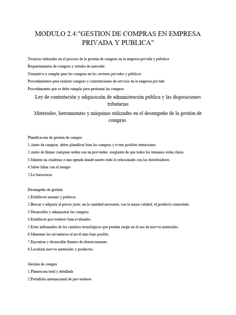 Gestión de Compras en Empresas Públicas y Privadas | PDF | Calidad ...