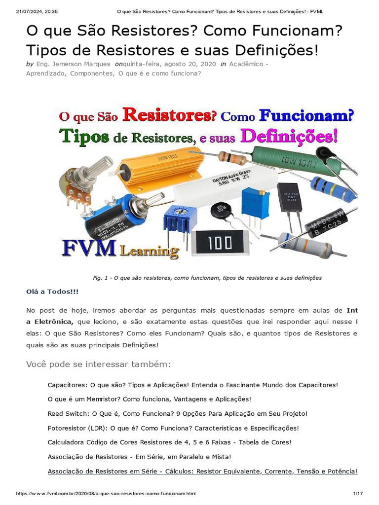 O Que São Resistores - Como Funcionam - Tipos de Resistores e Suas ...