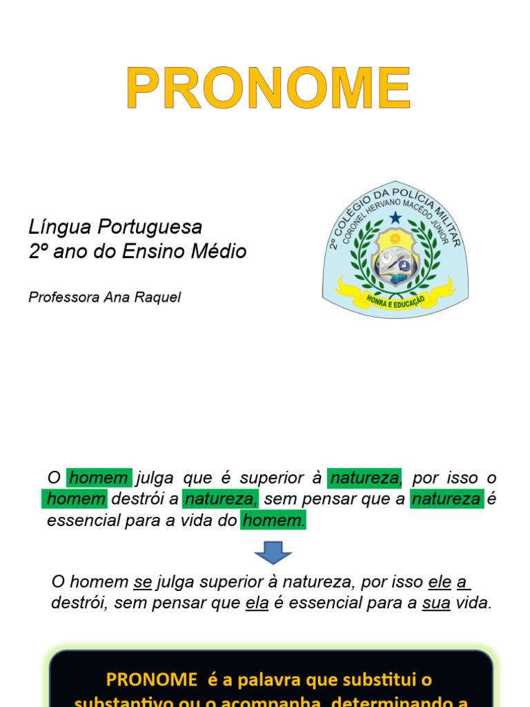 Pronomes na Língua Portuguesa: Guia Completo | PDF | Pronome | Famílias ...