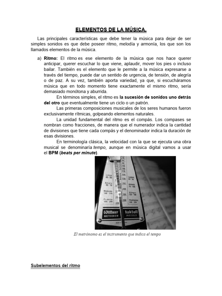 Elementos del Ritmo Musical | PDF | Ritmo | Melodía