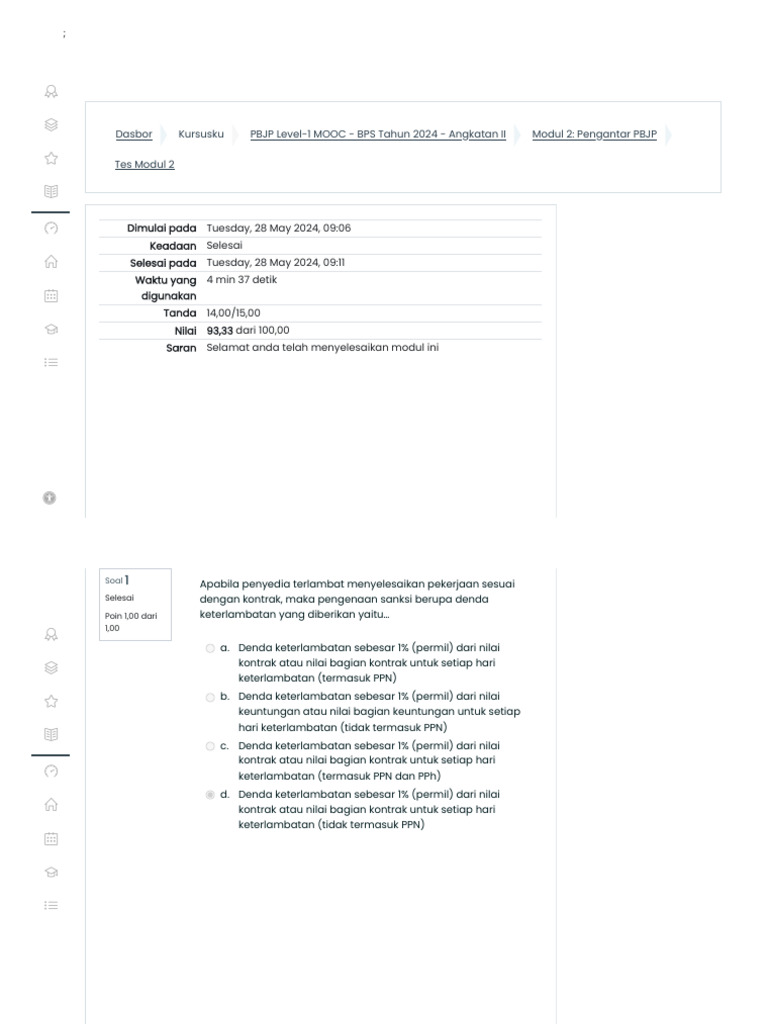 Hasil Tes Modul 2 PBJ Level 1 | PDF