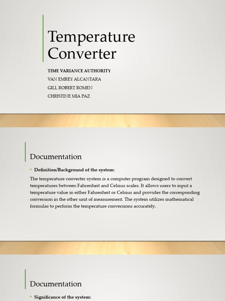 Temperature Converter System Overview | PDF | Fahrenheit | Temperature