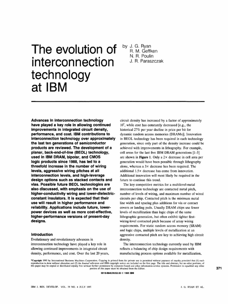 Evolution of IBM Interconnection Tech | PDF | Integrated Circuit ...
