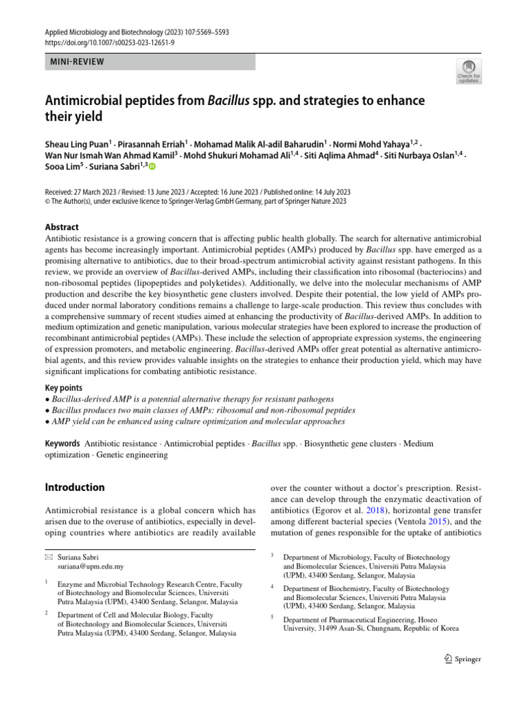 Enhancing Bacillus-Derived Antimicrobial Peptides | PDF | Metabolomics ...