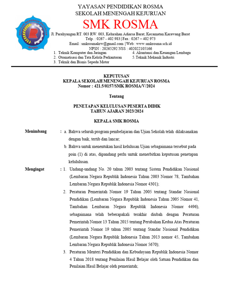 Kelulusan SMK Rosma 2023/2024 | PDF