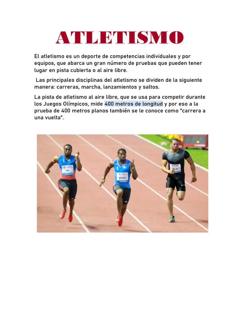 Fundamentos del Atletismo y sus Disciplinas | PDF | Deporte del atletismo