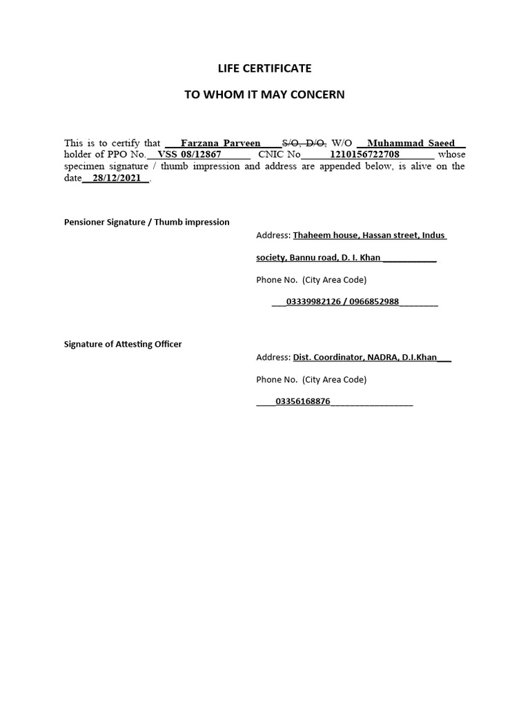 Life certificate ptet pdf
