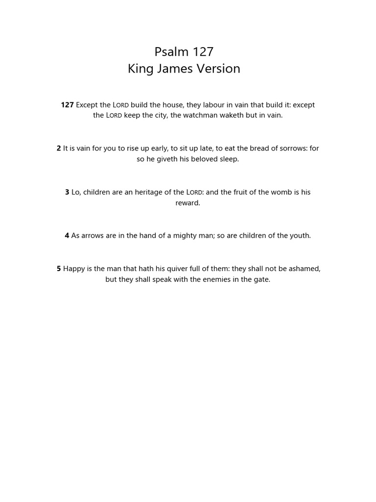 Psalm 127: Building and Blessings | PDF