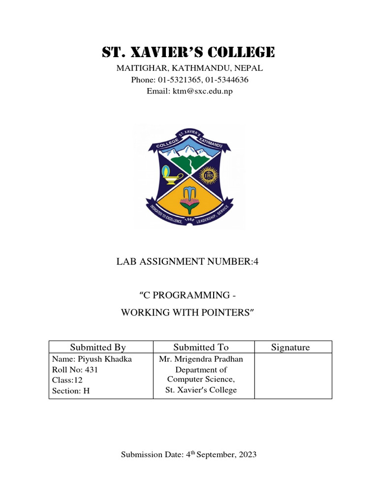 C Programming Lab: Pointers Assignments | PDF | Pointer (Computer ...