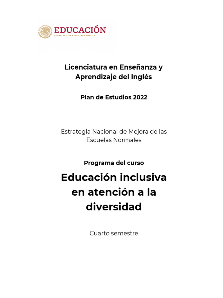 Educación Inclusiva en Atención A La Diversidad | PDF | Plan de ...