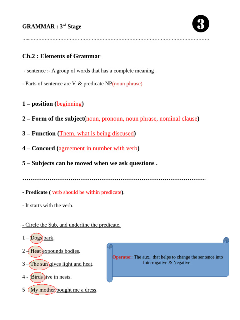 Grammar: Sentence Structure & Operators | PDF | Verb | Grammatical Tense