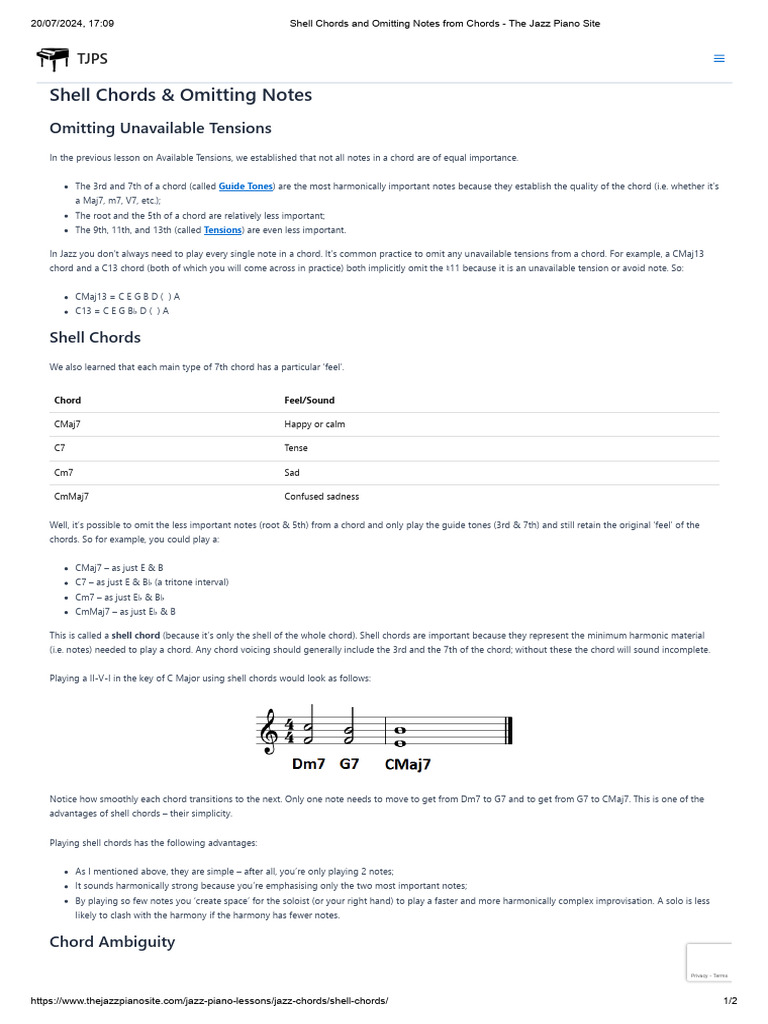 Shell Chords and Tension Omission | PDF | Chord (Music) | Harmony