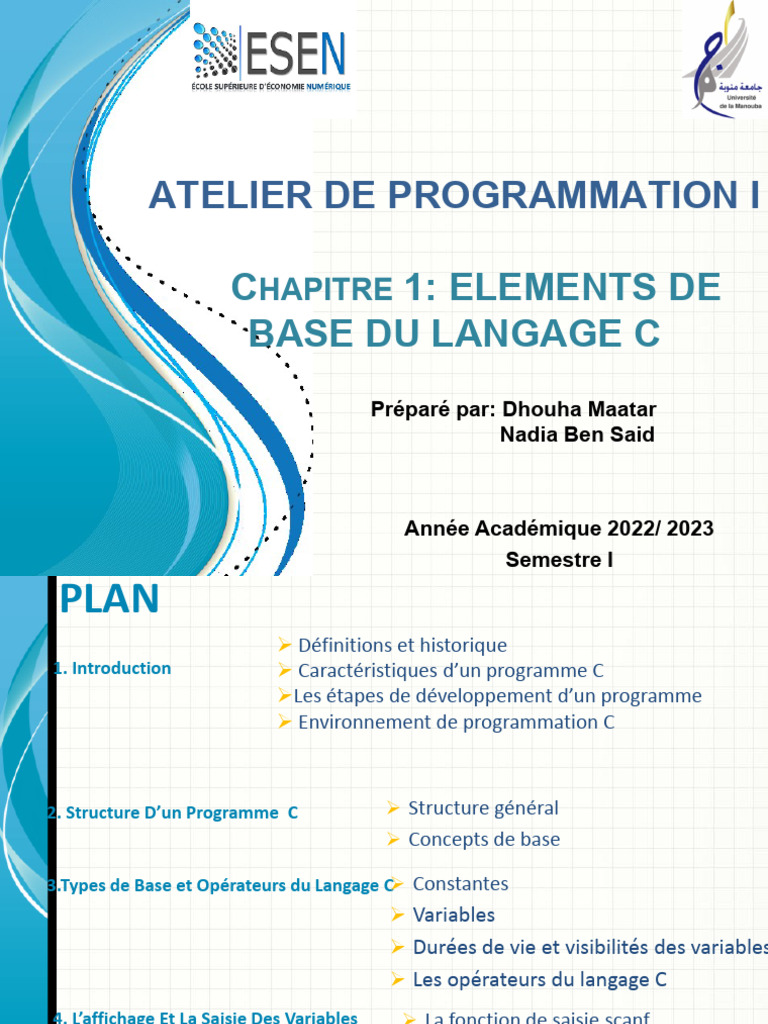 Atelier de Programmation en C | PDF | Variable (informatique) | C ...