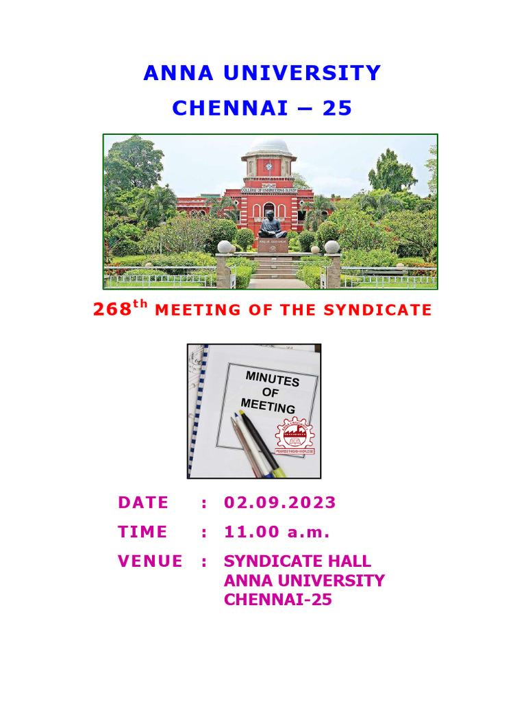 268th Syndicate Meeting Minutes | PDF | Ratification | Lecturer