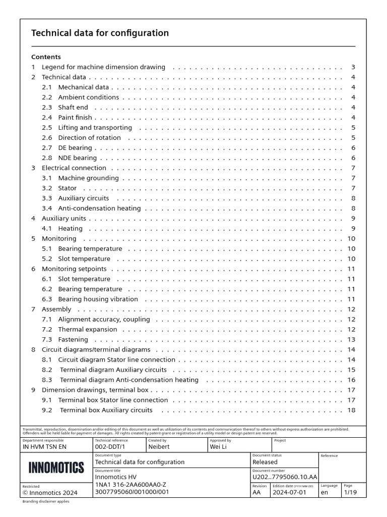 Innomotics HV Technical Data Guide | PDF | Mechanical Engineering