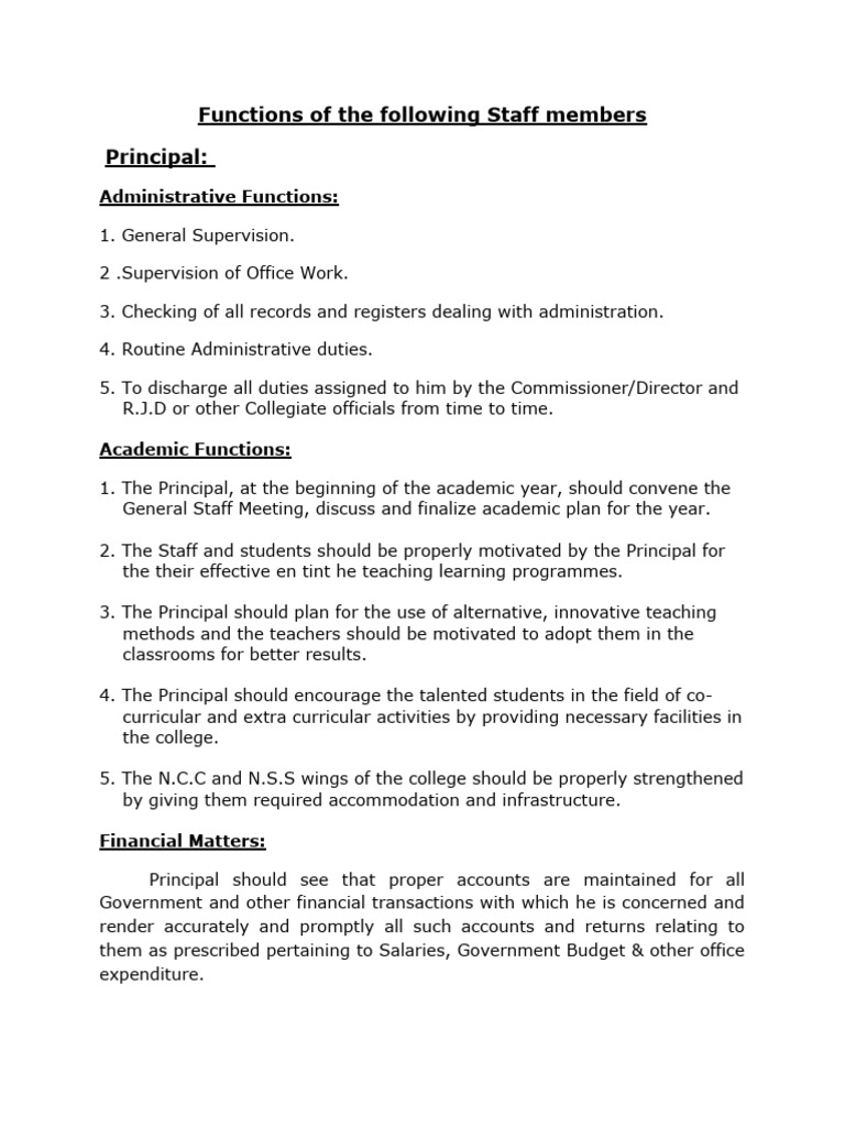 Functions of The Staff Member | PDF | Career & Growth | Finance & Money ...