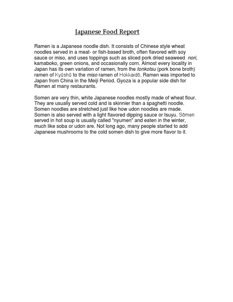 Japanese Food Report | PDF | Cooking, Food & Wine