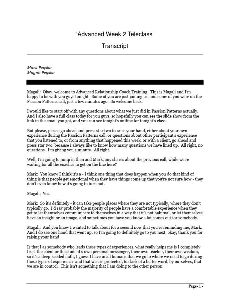 003 - Class A Transcript | PDF | Anger | Experience