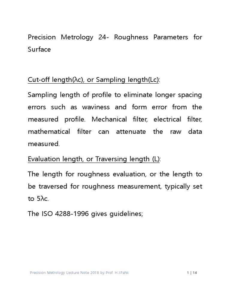 Surface Roughness Parameters Explained | PDF | Surface Roughness ...