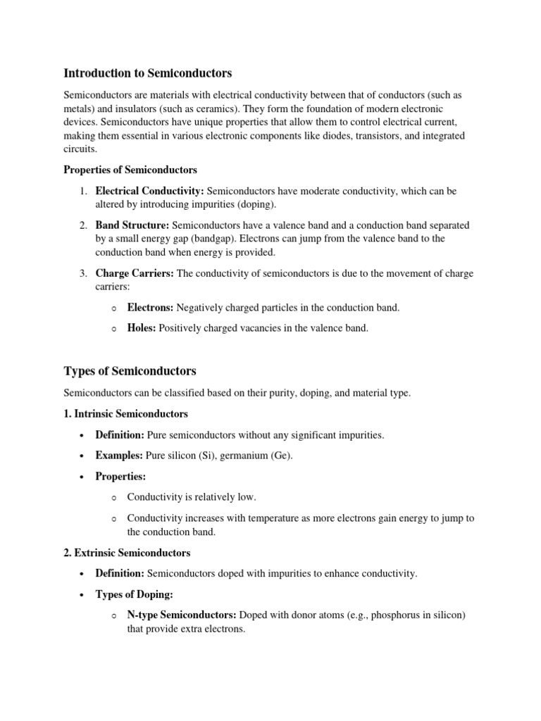 Introduction To Semiconductors | PDF | Semiconductors | Field Effect ...