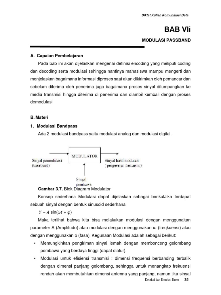 BUKU AJAR KOMUNIKASI DATA UNPAM Pertemuan 8 Mod Bandpass PDF Metode