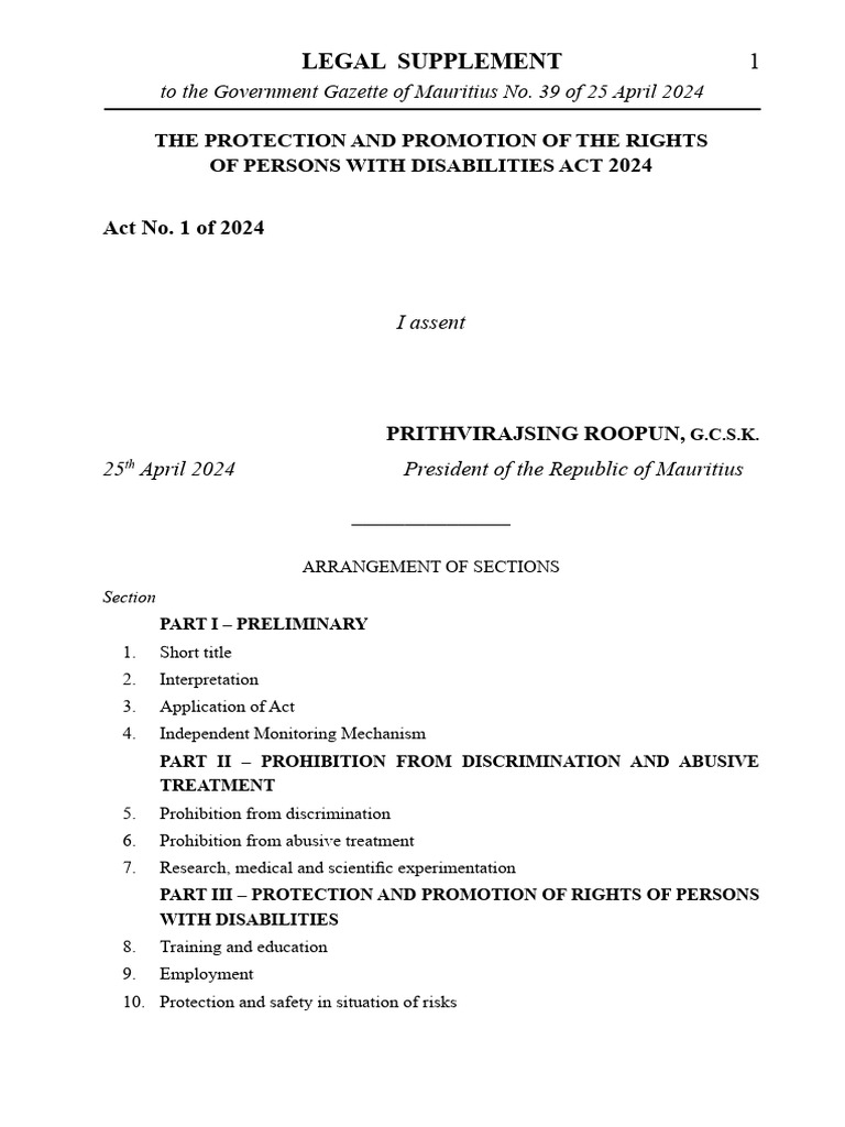 Disability Rights Act 2024 | PDF | Restraining Order | Disability