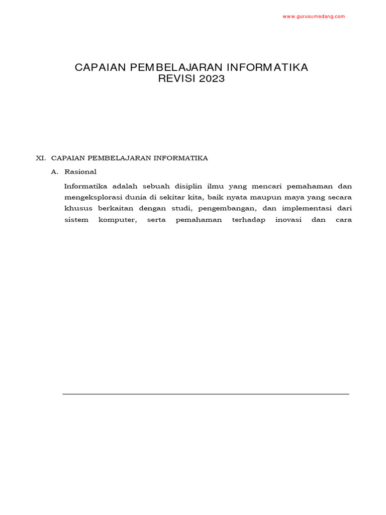 Capaian Pembelajaran Informatika 2023 | PDF | Seni