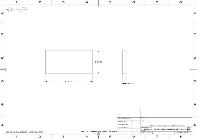 Small Roller Support Plate CAD Drawing | PDF