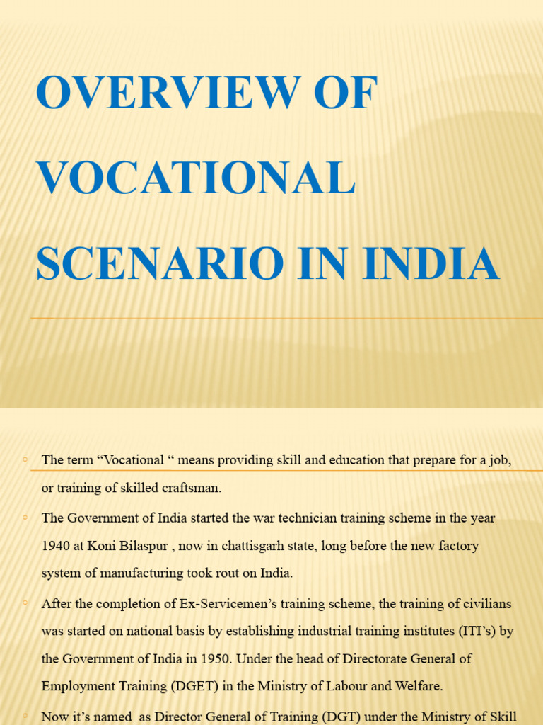 Overview of Vocational Education in India | PDF | Apprenticeship ...